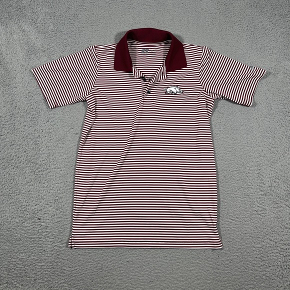 Russell Men's S Arkansas Razorbacks White Red Polo Shirt Performance NCAA UofA - Picture 1 of 9